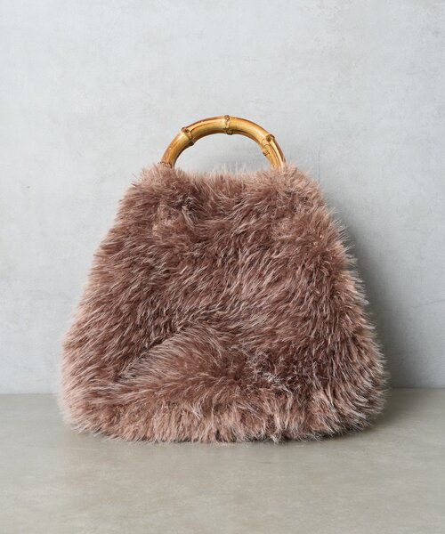 BIRTHDAY BAR(バースデイバー)の「FUR BAMBOO TOTE ファーバンブートートバッグ(トートバッグ・レディース・ブラック/アイボリー/ブラウン・0)」の12枚目の写真