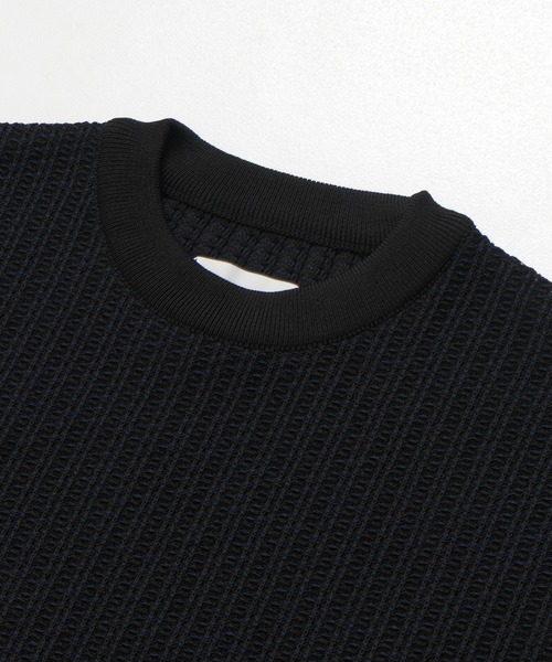 UNITED TOKYO（ユナイテッドトウキョウ）の「【残りわずか】アウトラスト ジャガード クルーネックニット 温度調整素材｜ストレッチ｜イージーケア|冬服|インナー（ニット/セーター・メンズ・ネイビー/アイボリー/ブラック・1/2/3）」の10枚目の写真
