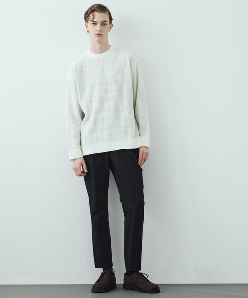 UNITED TOKYO（ユナイテッドトウキョウ）の「【残りわずか】アウトラスト ジャガード クルーネックニット 温度調整素材｜ストレッチ｜イージーケア|冬服|インナー（ニット/セーター・メンズ・ネイビー/アイボリー/ブラック・1/2/3）」の18枚目の写真