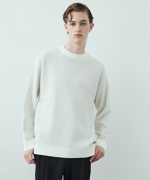 アウトラスト ジャガード クルーネックニット 温度調整素材