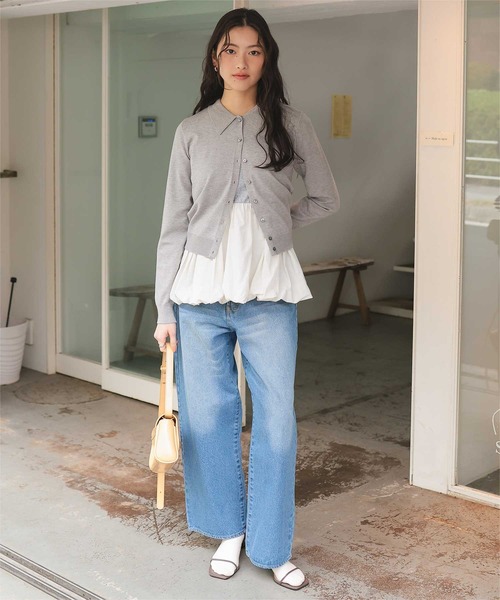 titivate(ティティベイト)の「カップ付きバルーンペプラムトップス(Tシャツ/カットソー・レディース・グレー/オフホワイト/ブラック/ネイビー・L/M/S)」の14枚目の写真