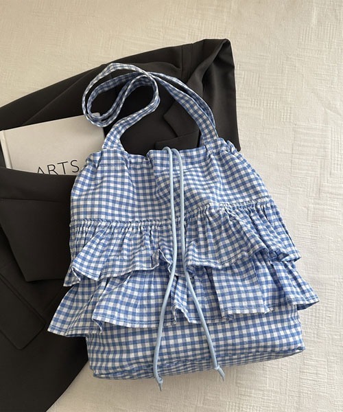 VIBGYOR Women（ヴィブジョー　ウィメン）の「【urge select】ギンガムチェック フリルデザイン ショルダーバッグ（ショルダーバッグ・レディース・ブルー/レッド/ブラック/ピンク・FREE）」の5枚目の写真
