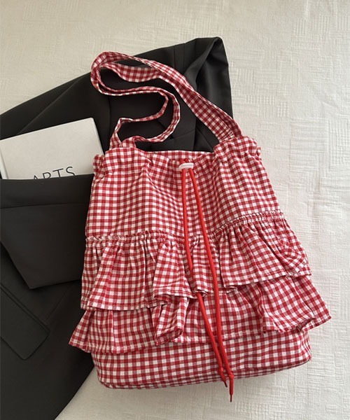 VIBGYOR Women（ヴィブジョー　ウィメン）の「【urge select】ギンガムチェック フリルデザイン ショルダーバッグ（ショルダーバッグ・レディース・ブルー/レッド/ブラック/ピンク・FREE）」の7枚目の写真