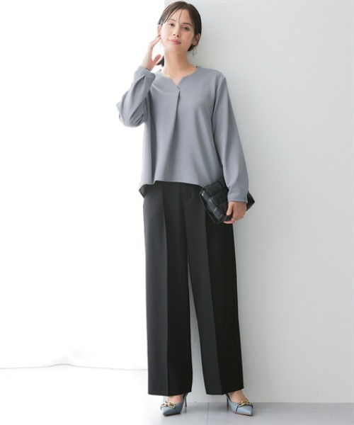 7days Life Styling(セブンデイズライフスタイリング)の「【UVカット】キーネックラウンドヘムプルオーバー ジャージーシリーズ(Tシャツ/カットソー・レディース・オフホワイト/グレー/ブラック・M/L/LL/3L)」の9枚目の写真