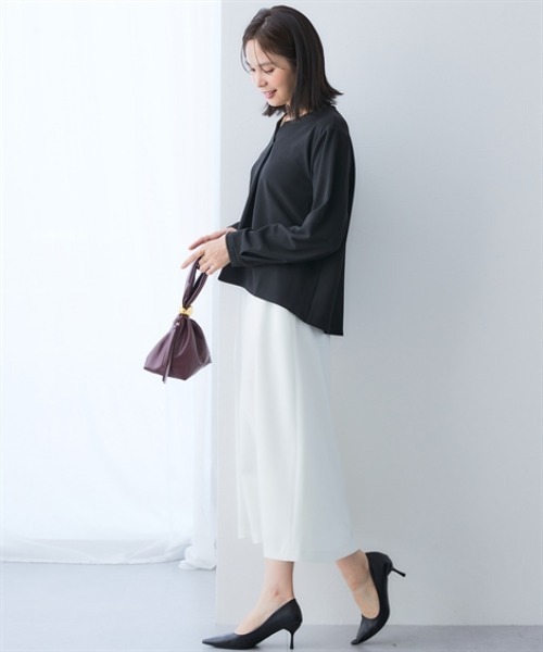 7days Life Styling(セブンデイズライフスタイリング)の「【UVカット】キーネックラウンドヘムプルオーバー ジャージーシリーズ(Tシャツ/カットソー・レディース・オフホワイト/グレー/ブラック・M/L/LL/3L)」の8枚目の写真
