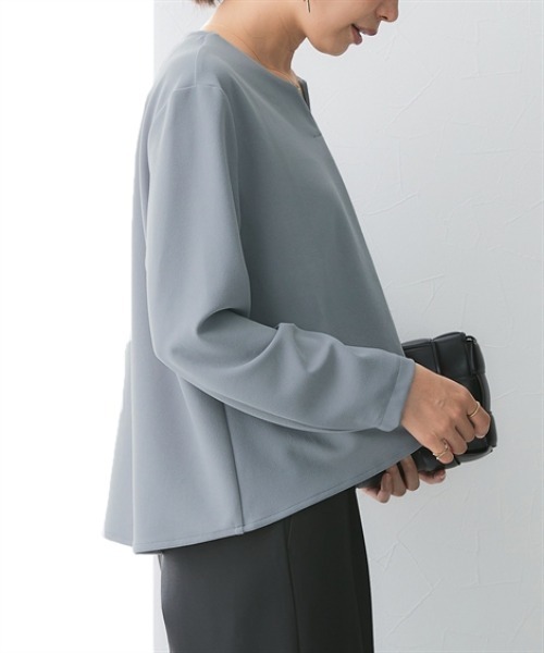 7days Life Styling(セブンデイズライフスタイリング)の「【UVカット】キーネックラウンドヘムプルオーバー ジャージーシリーズ(Tシャツ/カットソー・レディース・オフホワイト/グレー/ブラック・M/L/LL/3L)」の13枚目の写真