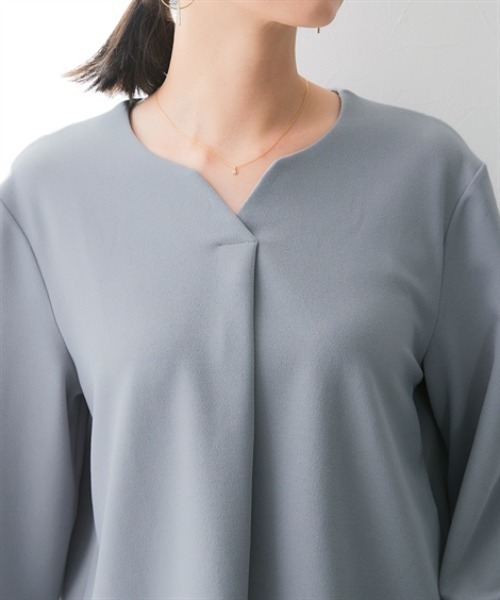7days Life Styling(セブンデイズライフスタイリング)の「【UVカット】キーネックラウンドヘムプルオーバー ジャージーシリーズ(Tシャツ/カットソー・レディース・オフホワイト/グレー/ブラック・M/L/LL/3L)」の14枚目の写真