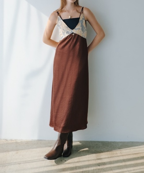 セール】Jacquard Layered Camisole Dress/ジャガードレイヤード