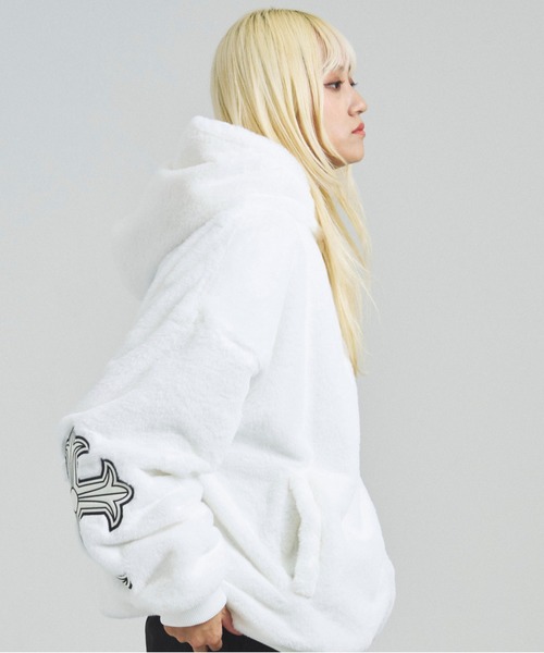 GALLIS ADDICTION（ガリスアディクション）の「GA CROSS-EMBLEM FUR BLOUSON（ブルゾン・メンズ・ホワイト/ブラック・M/L/XL）」の5枚目の写真