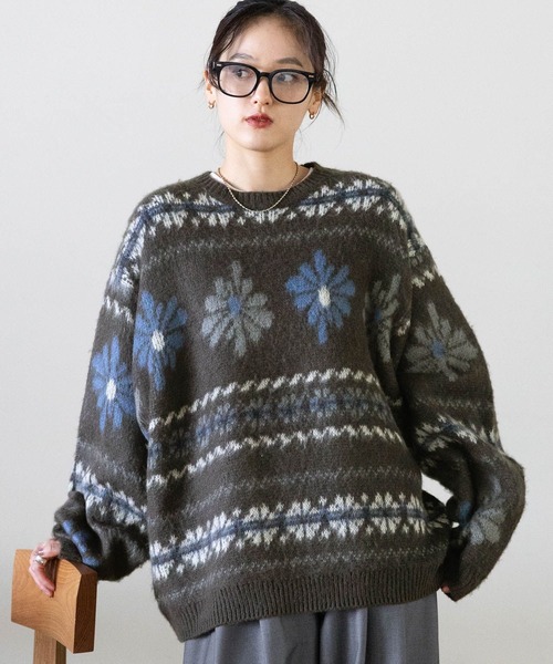 ノルディック柄ルーズニット（ニット/セーター）｜RAGEBLUE（レイジ