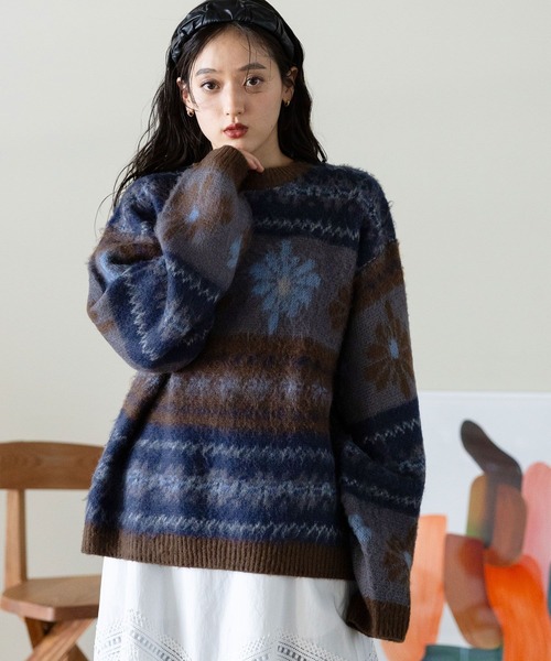 【オシャレ⭐RAGEBLUE】紺　ニットセーター　サイズL RAGEBLUE（レイジブルー） セーター ニット Washable Reversible