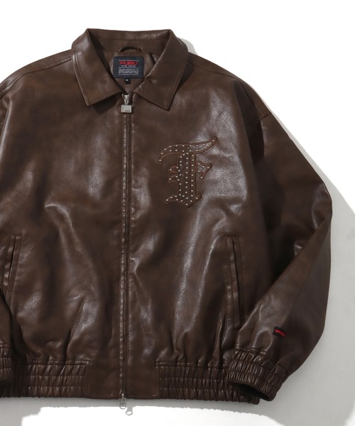 FUBU レザージャケット FUBU（フブ） 革ジャン ライダース ブランド ロゴ 刺繍 ワッペン