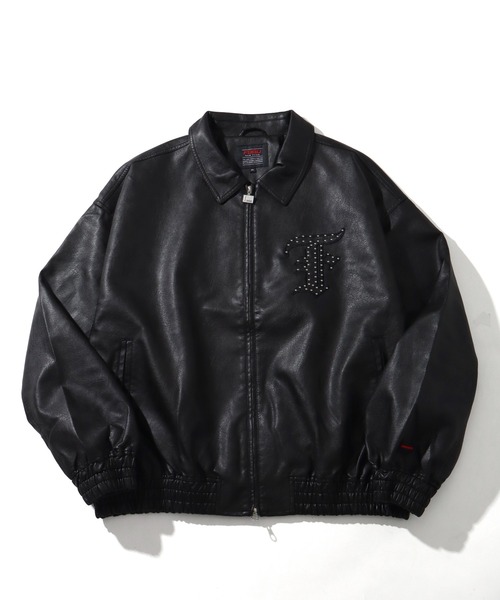 セール】【FUBU/フブ】 Faux Leather Studs Patch Jacket / フォウ