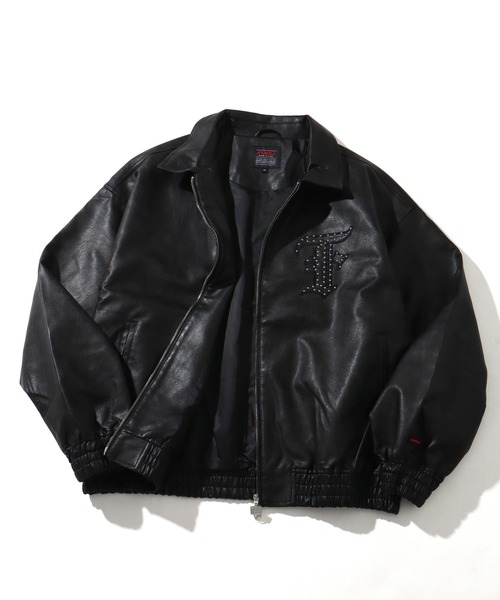 セール】【FUBU/フブ】 Faux Leather Studs Patch Jacket / フォウ