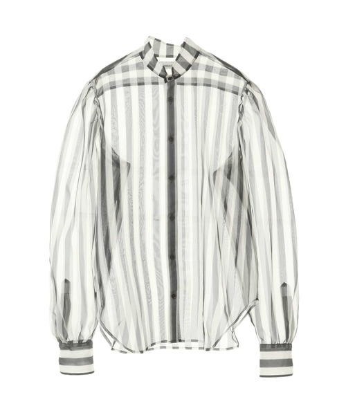 CURRENTAGE（カレンテージ）の「【CURRENTAGE/カレンテージ】Stripe organdie blouse（シャツ/ブラウス・レディース・ブルー系その他/ホワイト×ブラック・FREE）」の2枚目の写真