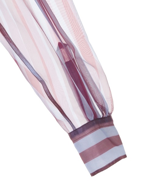 CURRENTAGE（カレンテージ）の「【CURRENTAGE/カレンテージ】Stripe organdie blouse（シャツ/ブラウス・レディース・ブルー系その他/ホワイト×ブラック・FREE）」の7枚目の写真
