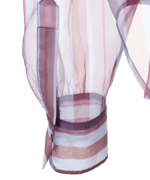 CURRENTAGE（カレンテージ）の「【CURRENTAGE/カレンテージ】Stripe organdie blouse（シャツ/ブラウス・レディース・ブルー系その他/ホワイト×ブラック・FREE）」の8枚目の写真