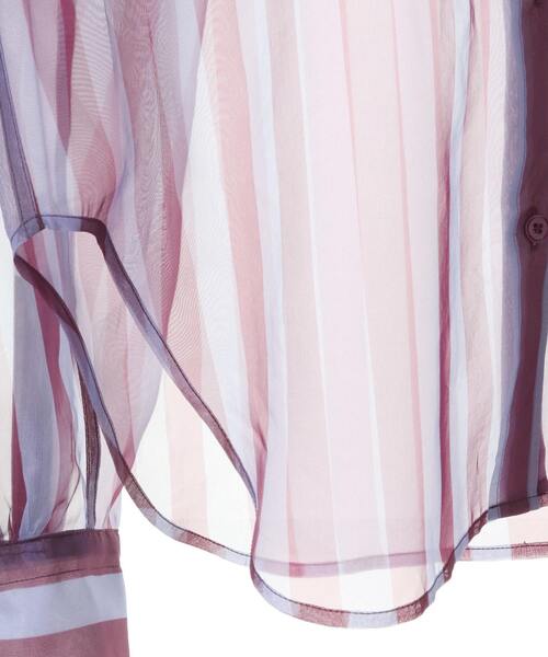 CURRENTAGE（カレンテージ）の「【CURRENTAGE/カレンテージ】Stripe organdie blouse（シャツ/ブラウス・レディース・ブルー系その他/ホワイト×ブラック・FREE）」の9枚目の写真