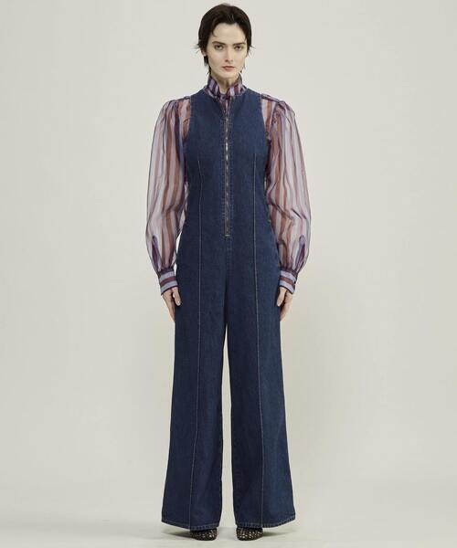 CURRENTAGE（カレンテージ）の「【CURRENTAGE/カレンテージ】Stripe organdie blouse（シャツ/ブラウス・レディース・ブルー系その他/ホワイト×ブラック・FREE）」の11枚目の写真