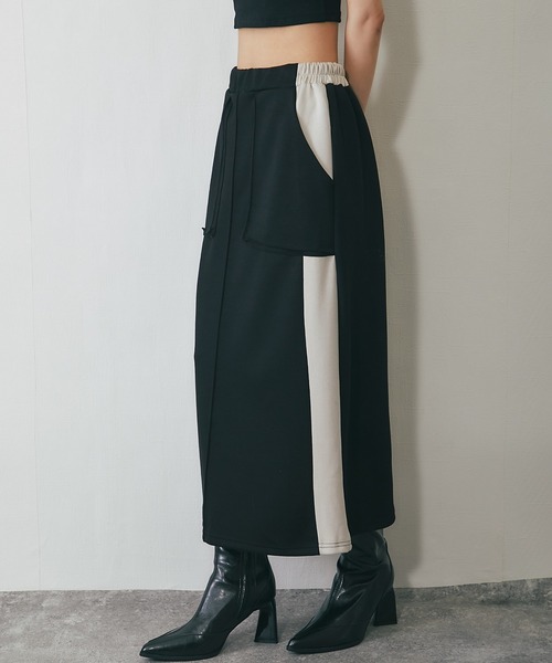 ANOTHER S(アナザーエス)の「配色ロングスカート(スカート・レディース・ブラック/グレー・FREE)」の7枚目の写真