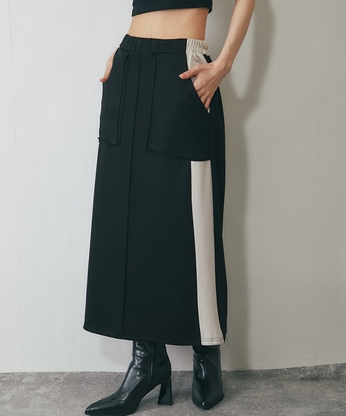 ANOTHER S(アナザーエス)の「配色ロングスカート(スカート・レディース・ブラック/グレー・FREE)」の11枚目の写真