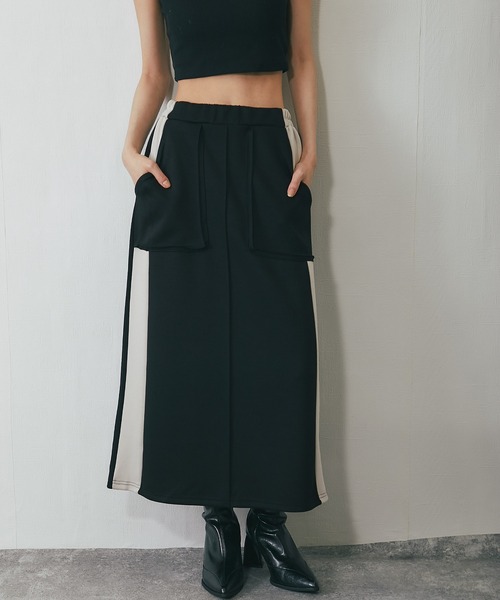 ANOTHER S(アナザーエス)の「配色ロングスカート(スカート・レディース・ブラック/グレー・FREE)」の19枚目の写真