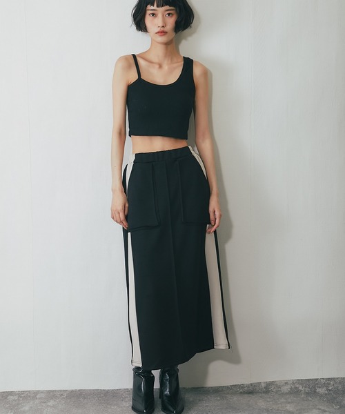 ANOTHER S(アナザーエス)の「配色ロングスカート(スカート・レディース・ブラック/グレー・FREE)」の8枚目の写真