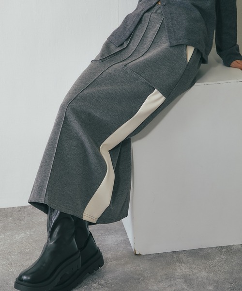 ANOTHER S(アナザーエス)の「配色ロングスカート(スカート・レディース・ブラック/グレー・FREE)」の5枚目の写真