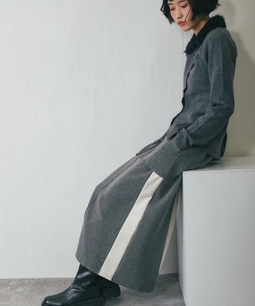 ANOTHER S(アナザーエス)の「配色ロングスカート(スカート・レディース・ブラック/グレー・FREE)」の4枚目の写真