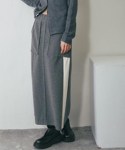 ANOTHER S(アナザーエス)の「配色ロングスカート(スカート・レディース・ブラック/グレー・FREE)」の12枚目の写真