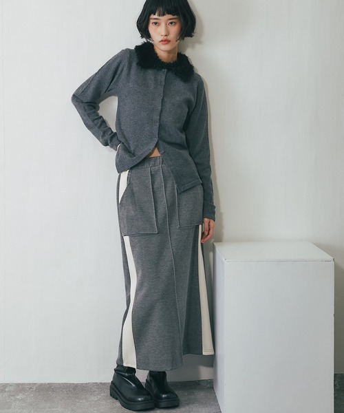 ANOTHER S(アナザーエス)の「配色ロングスカート(スカート・レディース・ブラック/グレー・FREE)」の6枚目の写真