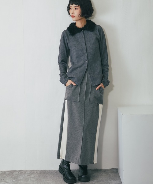 ANOTHER S(アナザーエス)の「配色ロングスカート(スカート・レディース・ブラック/グレー・FREE)」の3枚目の写真