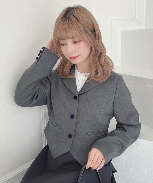 アンアナザーアンジェラス（an another angelus）/【セットアップ可能・洗える】バックフリルテーラードジャケット セットアップ対応】バックフリルテーラードジャケット（テーラード