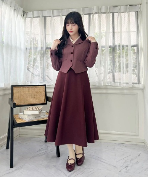 セットアップ対応】バックフリルテーラードジャケット（テーラード