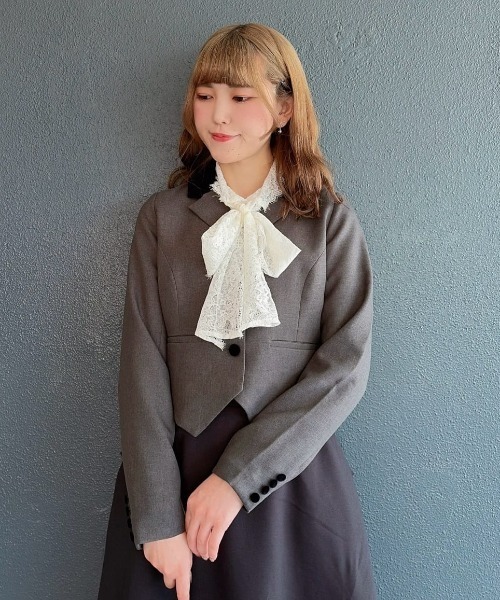 セットアップ対応】バックフリルテーラードジャケット（テーラード