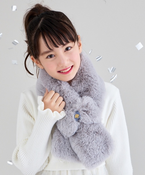 最終値下げ　ホワイト ファー マフラー フリンジ付き KBF（ケービーエフ） マフラー ストール ビッグフリンジマフラー