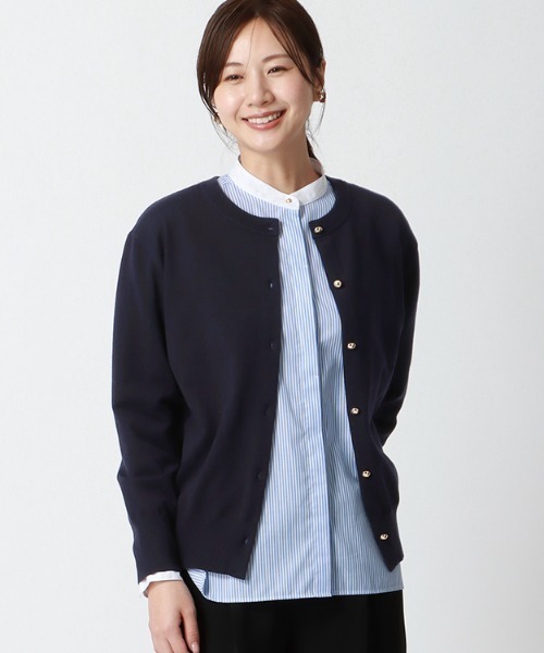 使い勝手の良い前後2WAYデザイン！メタルボタン天竺カーディガン
