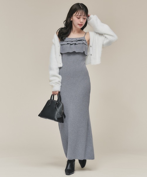 完売品　DALLA frill ribbon cami onepiece セール】front frill spangle cami onepiece / フロントフリル