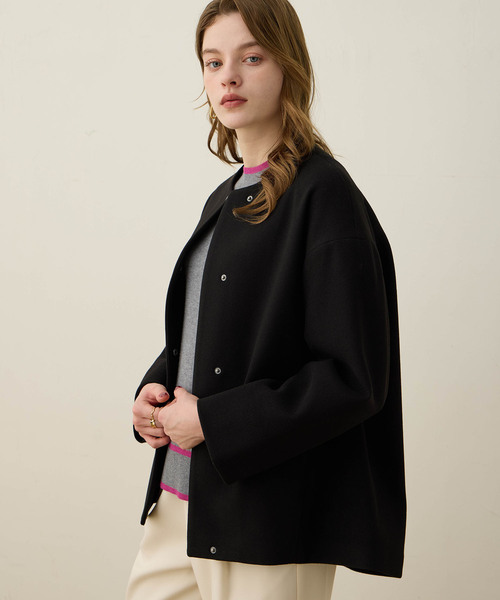LE SOUK HOLIDAY(ルスークホリデー)の「ノーカラーショートコート(その他アウター・レディース・ベージュ/ブラック/ブラウン・L/M)」の12枚目の写真