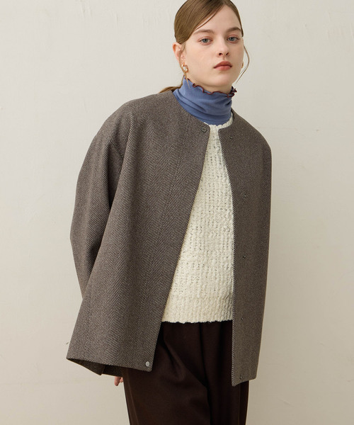 LE SOUK HOLIDAY(ルスークホリデー)の「ノーカラーショートコート(その他アウター・レディース・ベージュ/ブラック/ブラウン・L/M)」の14枚目の写真