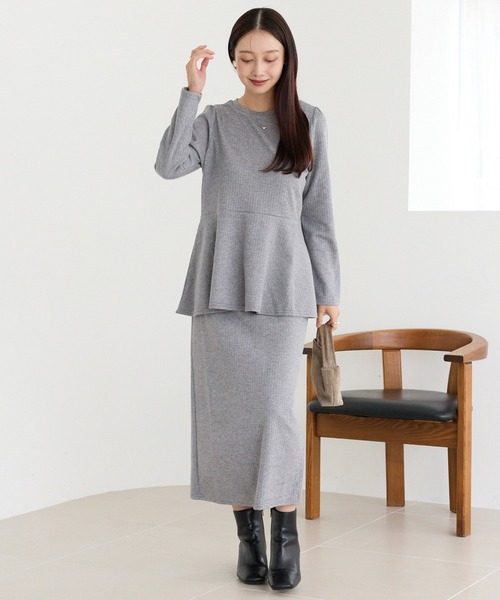 LAVEANGE(ラビアンジェ)の「起毛リブセットアップ(ワンピース・レディース・ブラック/グレー・4L/3L/LL/M)」の11枚目の写真