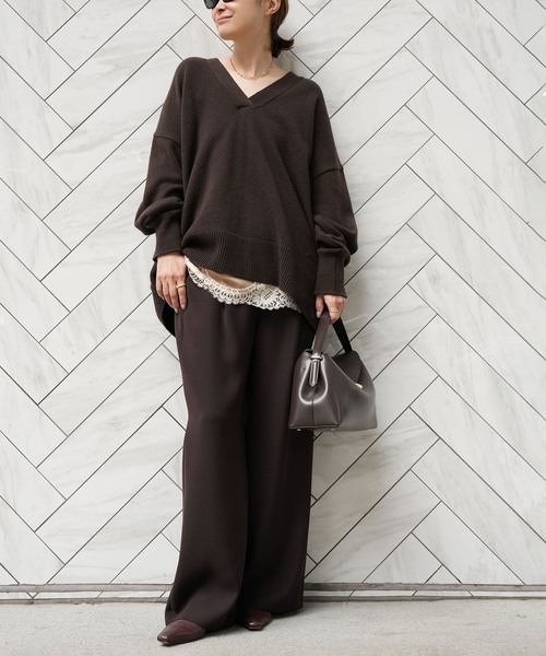 ドゥーズィエムクラスOLBIA Vネック プルオーバー　25aw 美品　ブラウン OLBIA Vネック プルオーバー（ニット／セーター）｜Deuxieme Classe