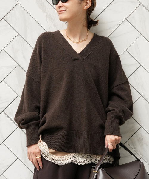 【美品】ミューズ ドゥーズィエム クラス Vネックプルオーバー リブニット OLBIA Vネックプルオーバー（ニット／セーター）｜MUSE de Deuxieme