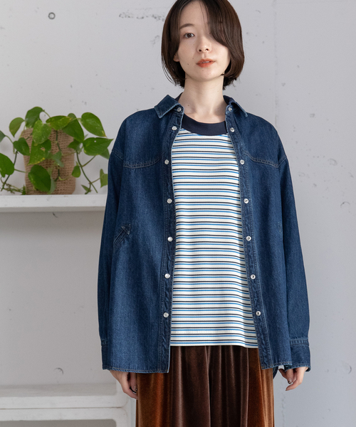 POU DOU DOU(プードゥドゥ)の「ウエスタンヨークデニムシャツ(シャツ/ブラウス・レディース・インディゴブルー/パープル系・M)」の4枚目の写真