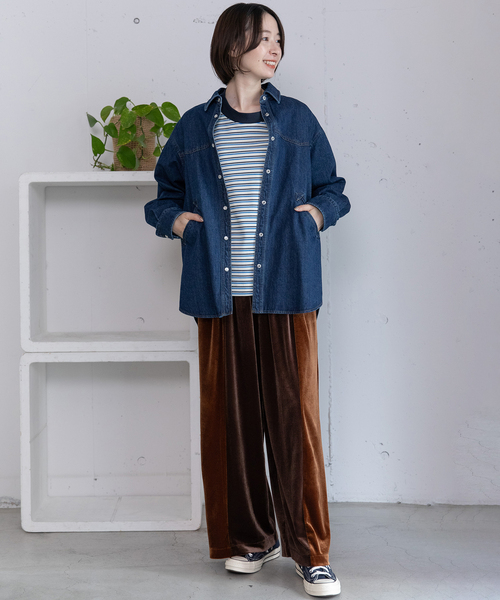 POU DOU DOU(プードゥドゥ)の「ウエスタンヨークデニムシャツ(シャツ/ブラウス・レディース・インディゴブルー/パープル系・M)」の7枚目の写真