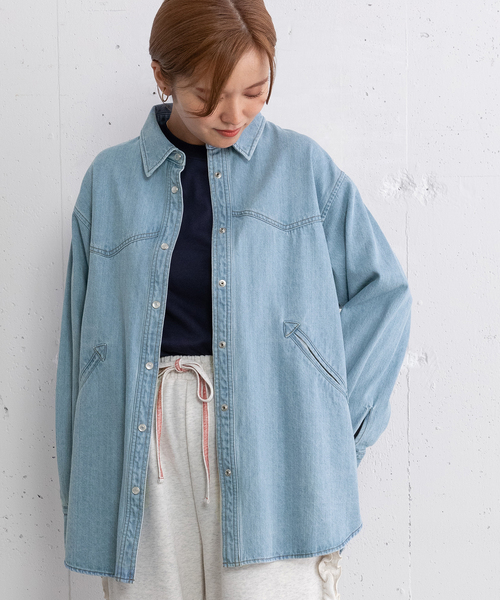 POU DOU DOU(プードゥドゥ)の「ウエスタンヨークデニムシャツ(シャツ/ブラウス・レディース・インディゴブルー/パープル系・M)」の8枚目の写真