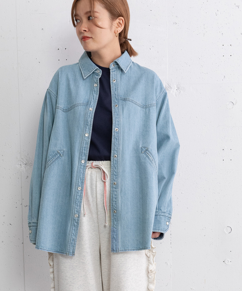 POU DOU DOU(プードゥドゥ)の「ウエスタンヨークデニムシャツ(シャツ/ブラウス・レディース・インディゴブルー/パープル系・M)」の9枚目の写真