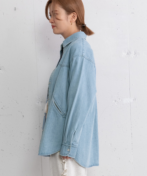 POU DOU DOU(プードゥドゥ)の「ウエスタンヨークデニムシャツ(シャツ/ブラウス・レディース・インディゴブルー/パープル系・M)」の11枚目の写真