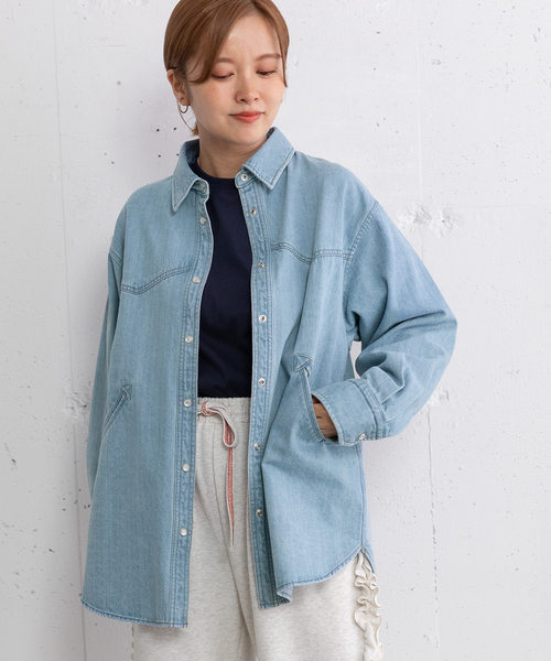 POU DOU DOU(プードゥドゥ)の「ウエスタンヨークデニムシャツ(シャツ/ブラウス・レディース・インディゴブルー/パープル系・M)」の12枚目の写真