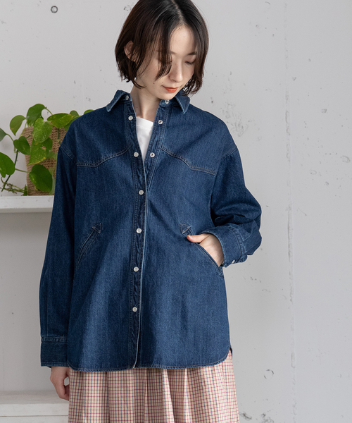 POU DOU DOU(プードゥドゥ)の「ウエスタンヨークデニムシャツ(シャツ/ブラウス・レディース・インディゴブルー/パープル系・M)」の20枚目の写真